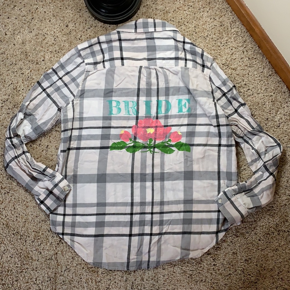 Hand‎ Painted Bride Button Down Flannel- Medium